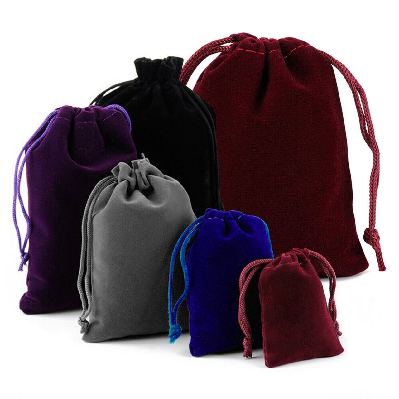 SKUSHOPS 25-100 Velvet Drawstring Pouch Jewelry Baggie Party Bag Set